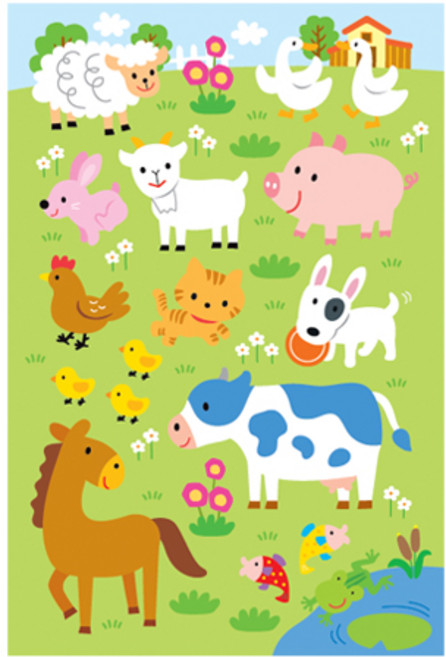 환타스틱스 쁘띠스티커 동물농장 PS-22007, 10개, 혼합색상