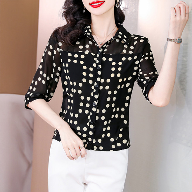 포플러앤씨 여성용 레아라미 빅사이즈 도트 블라우스 P26SMBL022028