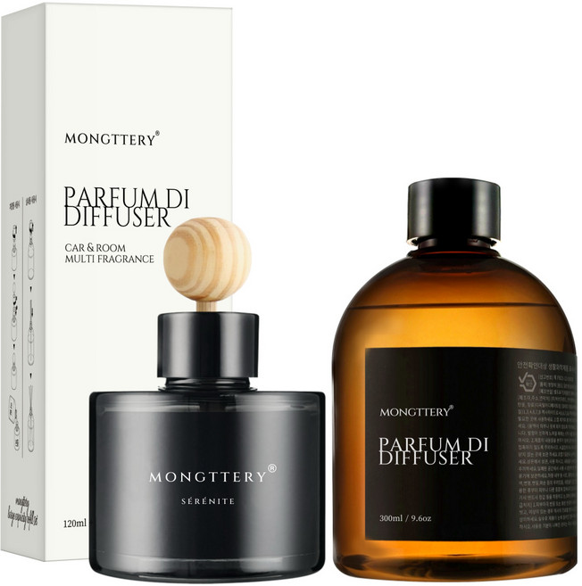 몽때리 차량용 방향제 120ml 본품 + 300ml 리필 세트, 새콤달콤복숭아, 1세트