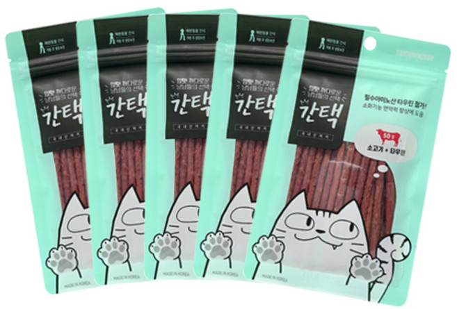 간택 고양이 져키 간식, 혼합맛(소고기/타우린), 50g, 5개