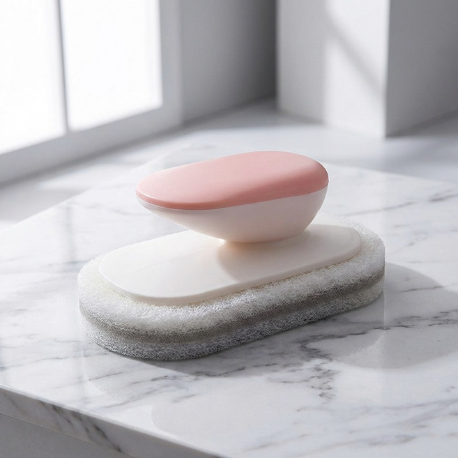 몰투데이 생활픽 손잡이형 다용도 청소 수세미 욕실 주방, 핑크, 1개