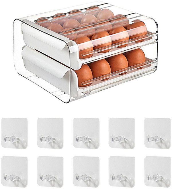 구디푸디 32구 계란 트레이 + 코드걸이 10p 세트, 화이트, 1세트