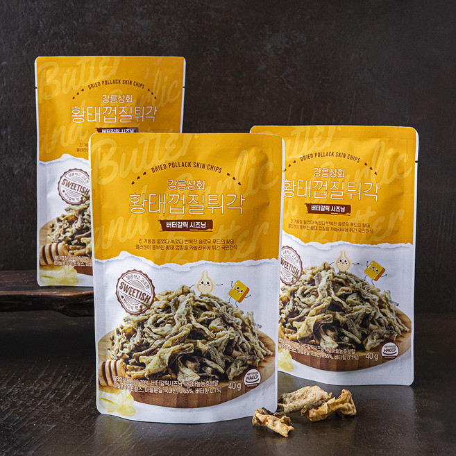 강릉상회 황태껍질튀각 버터갈릭시즈닝, 40g, 3입