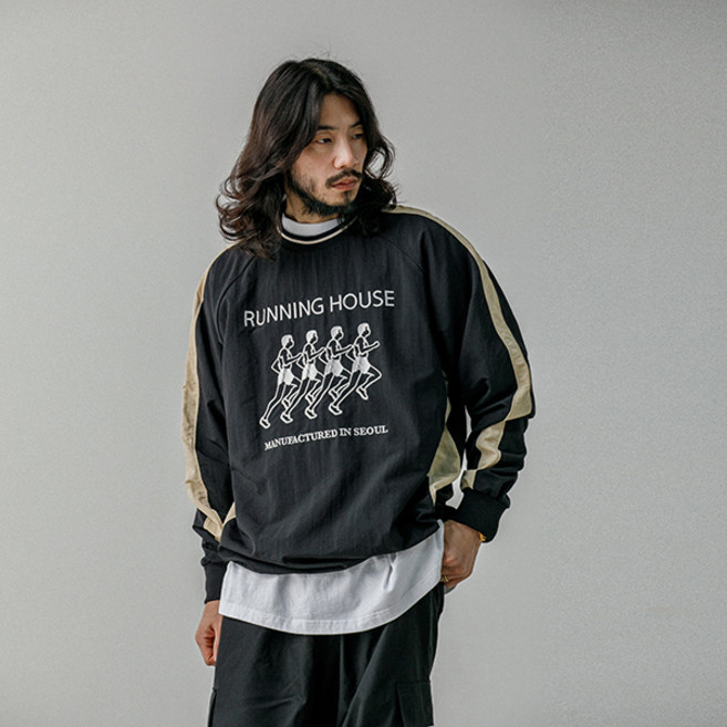 러기드하우스 남성용 런닝하우스 배색 긴팔티