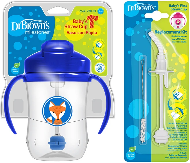 닥터브라운 추추 빨대컵 270ml + 교체킷 세트, 블루, 1세트 - 쿠팡