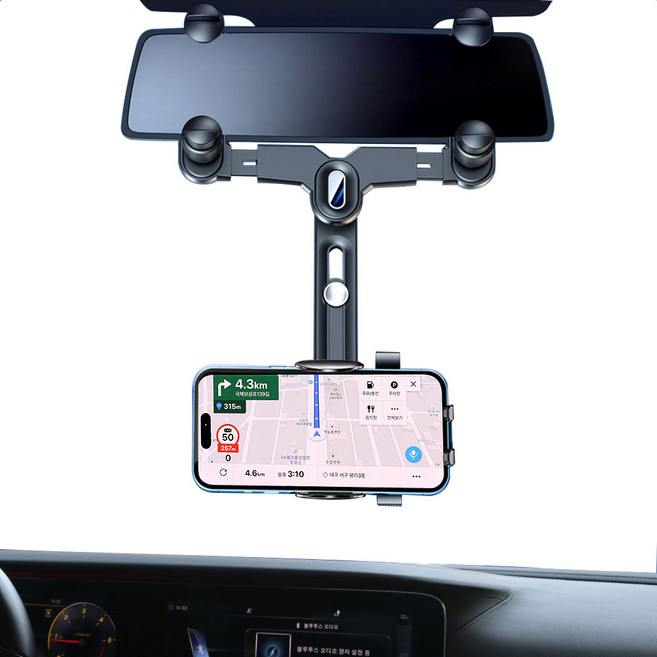 지엠지모터스 차량용 룸미러 휴대폰 거치대, 블랙, 1개