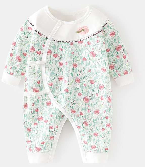 Bebeniz 嬰幼兒立體刺繡全開扣長袖連身衣