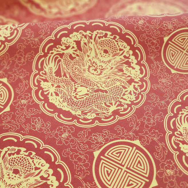 르우홈 DTP 면 패브릭 원단 한국 전통 무늬 곤룡포, 레드, 1개