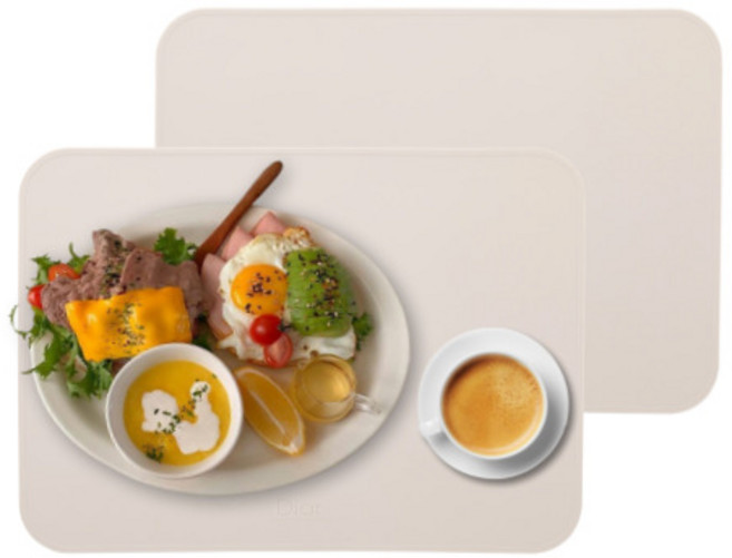 디아르 플래티넘 실리콘 방수 식탁매트 스탠다드, 오트밀 + 베이지, 40.2 x 28.8 cm, 2개