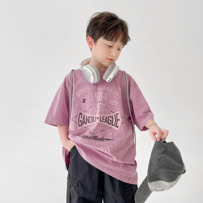 베리클로젯 아동용 주니어 헤리티지 워싱 라운드 면 반팔 티셔츠