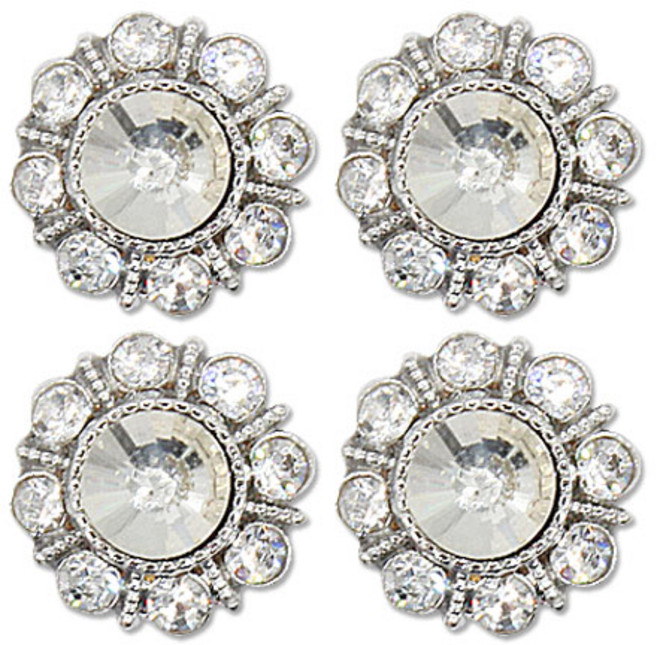 미니 큐빅 진주 보석 단추 콜리 13mm, 4개, 니켈
