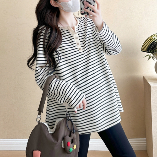 언헤브 루즈 스트라이프 임부 티셔츠