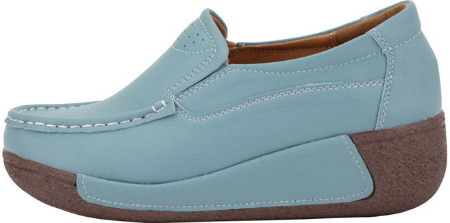 단골언니 여성용 가죽 키높이 통굽 스머프 슬립온