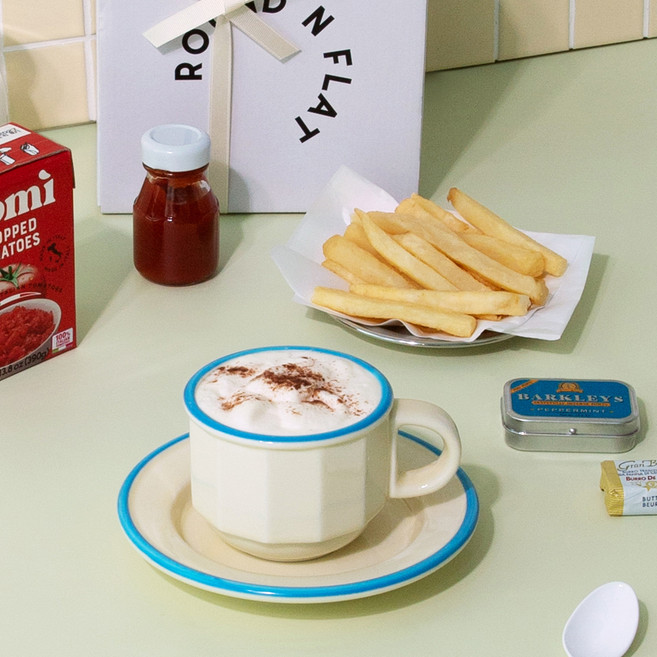 라운드앤플랫 라이크 레트로 커피잔 세트, 버터블루, 2세트