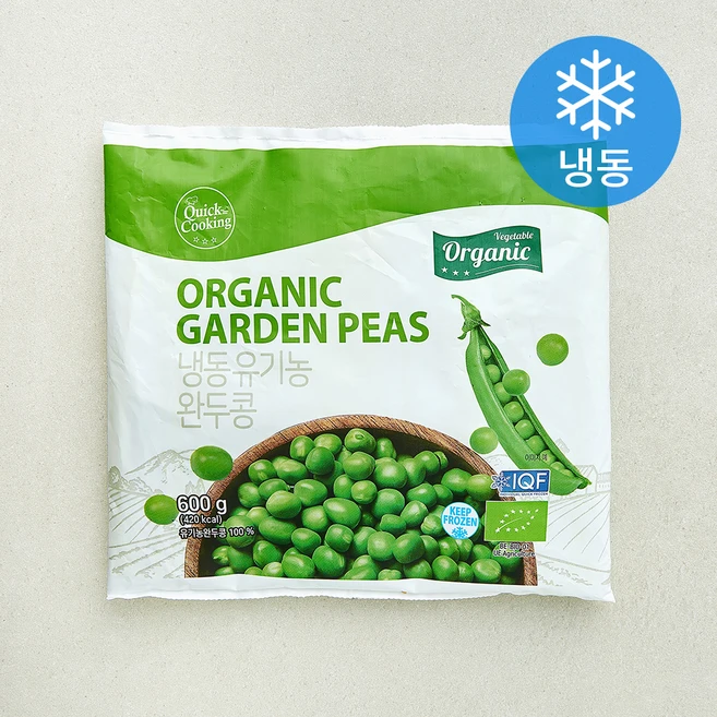 퀵쿠킹 유기가공식품 인증 완두콩 (냉동), 1개, 600g - 쿠팡