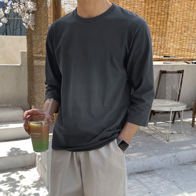 조군샵 남성용 통기성 베이직 라운드 7부 티셔츠 T7332