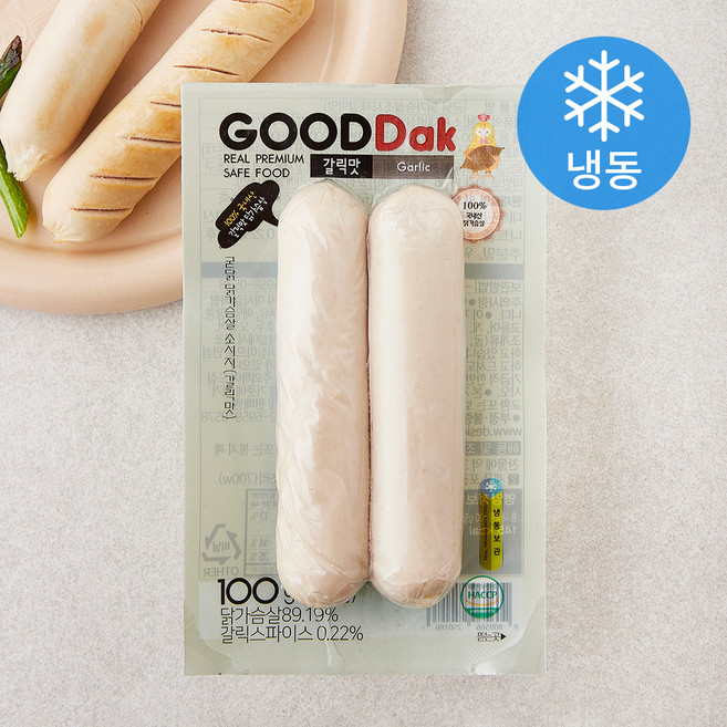 굳닭 닭가슴살 소시지 갈릭맛 (냉동), 100g, 1개