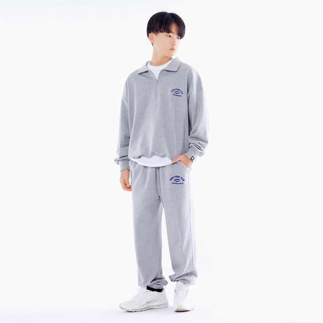 고스트리퍼블릭 아동용 CLUB 아이비 오버핏 럭비 맨투맨 트레이닝 쭈리 상하의 세트 JTS-J14041