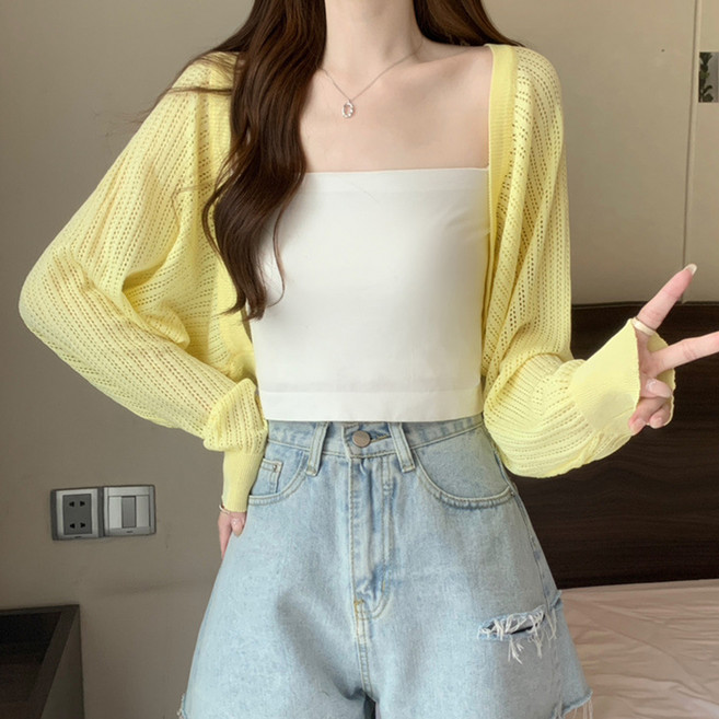 Elso 女款透視波麗路夏季開襟衫