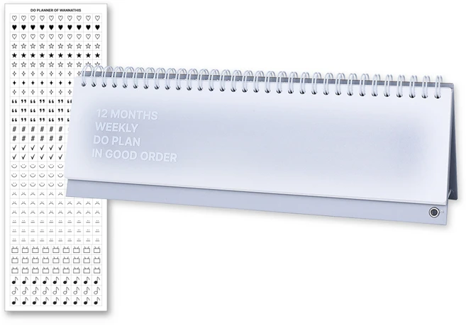 워너디스 DO 위클리 12개월 탁상 데스크 스터디 플래너 + 스티커 세트, 그레이, 1세트 - 쿠팡