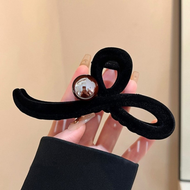 맙소샵 클래식 꼬리리본 디형 벨벳 헤어 집게핀 HR526