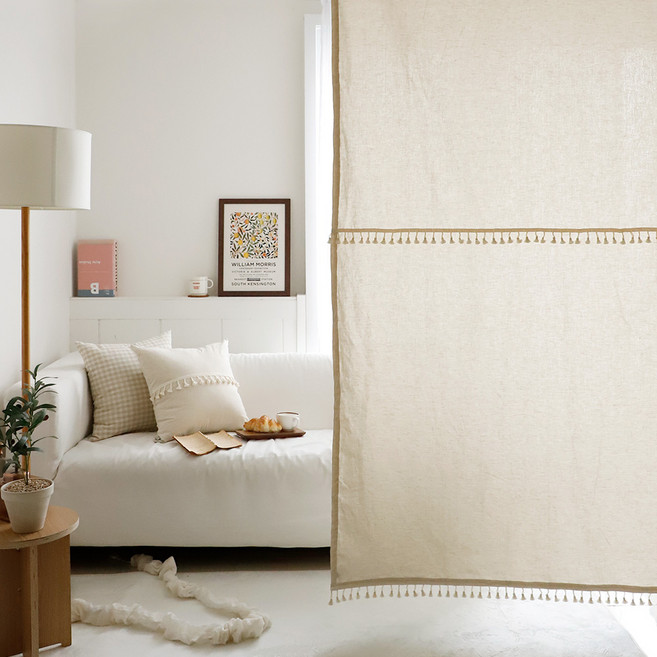 까사베르데 시오 태슬 린넨 패브릭 파티션 가리개 커튼