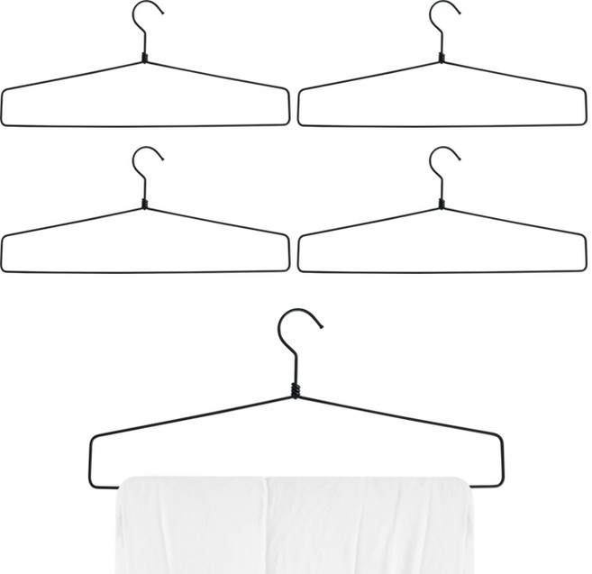 네이쳐리빙 튼튼한 이불정리 와이드 옷걸이, 블랙, 5개