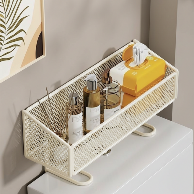 조인메이드 변기 상단 정리 선반 메쉬 수납 바구니, 1개, 하얀색