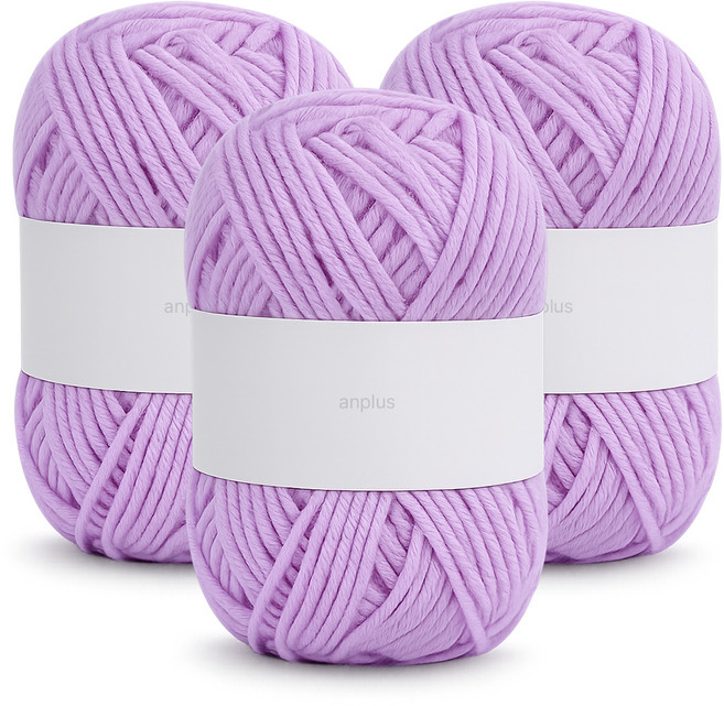 앙플러스 퐁실한 구름 뜨개실, 라벤더, 3개