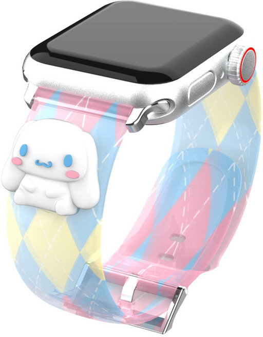 산리오캐릭터즈 피규어 애플워치 스트랩 시나모롤 22mm, 화이트 + 블루 + 핑크 + 옐로우, 1개