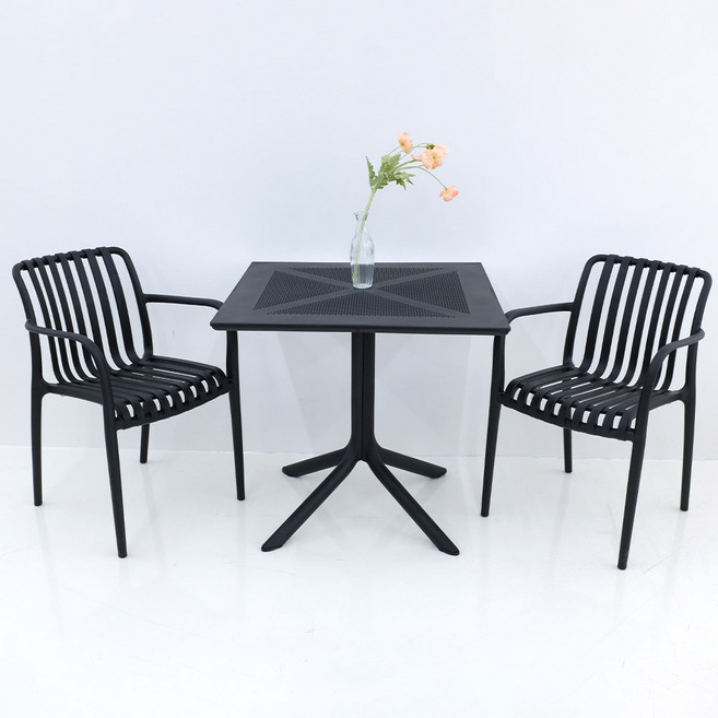 밴프 라인암체어, 블랙, 2개