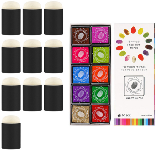 마켓감성 블렌딩 꾸미기 잉크 스폰지, 검은색, 10개