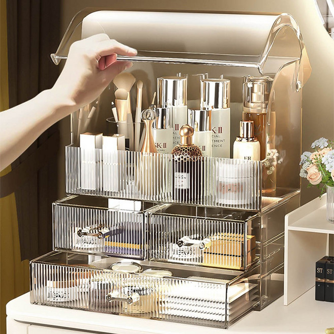 풀커버링 더클래식 화장품 정리함 링클, 1개, 투명