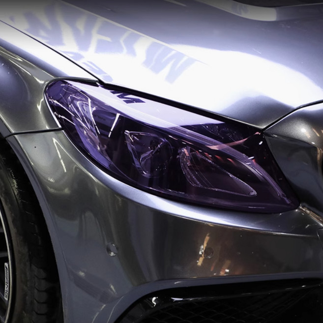 오토크루 카멜레온 헤드라이트 미등 UV TPU 스모그 보호필름 1m, 스모키퍼플, 1개