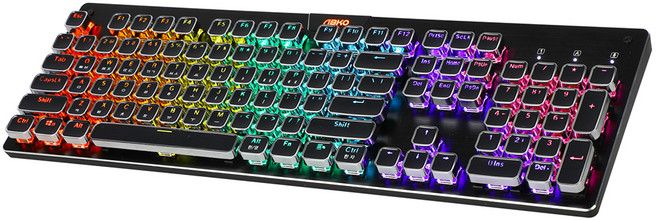 ABKO 方形復古軸體可換式機械式有線標準型鍵盤, 黑色, K840 SQUARE, 茶軸