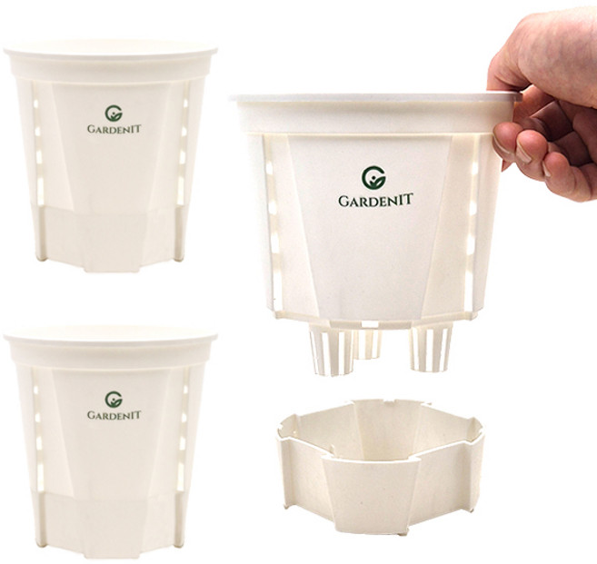 가든잇 오리지널 슬릿 저면관수 화분 + 받침 세트, 화이트, 3세트