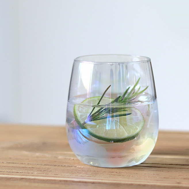 코지테이블 미스틱 오로라 프리즘 홀로그램 글라스 플레인 언더락 360ml, 2개