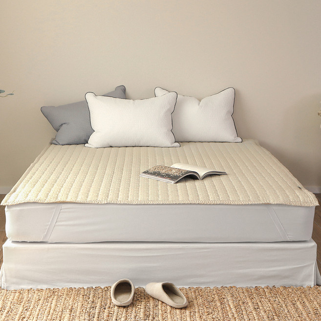 이블랑 여름 향균 시어서커 침대 패드, 베이지