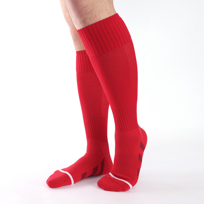 크로커다일 스포츠 기능성 드라이쿨 논슬립 축구양말 CD399, 레드, 2개