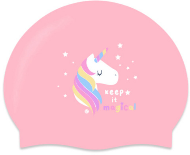 킵스위밍 아동용 유니콘 실리콘 수모, 딸기핑크, 1개