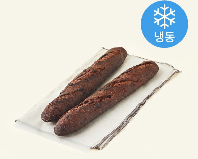 브로드카세 72시간 발효 더블 초코 카카오 바케트 (냉동), 300g, 2개입, 1개