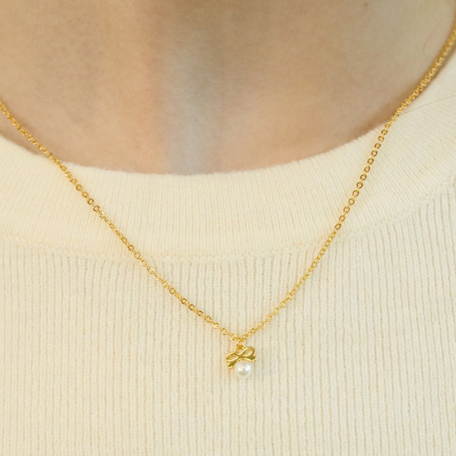 아오라(aora) 여성용 미니 리본 진주 목걸이