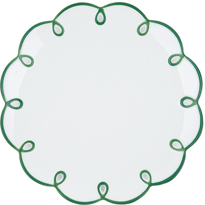 레트로 라인 플라워 접시, 그린, 1개