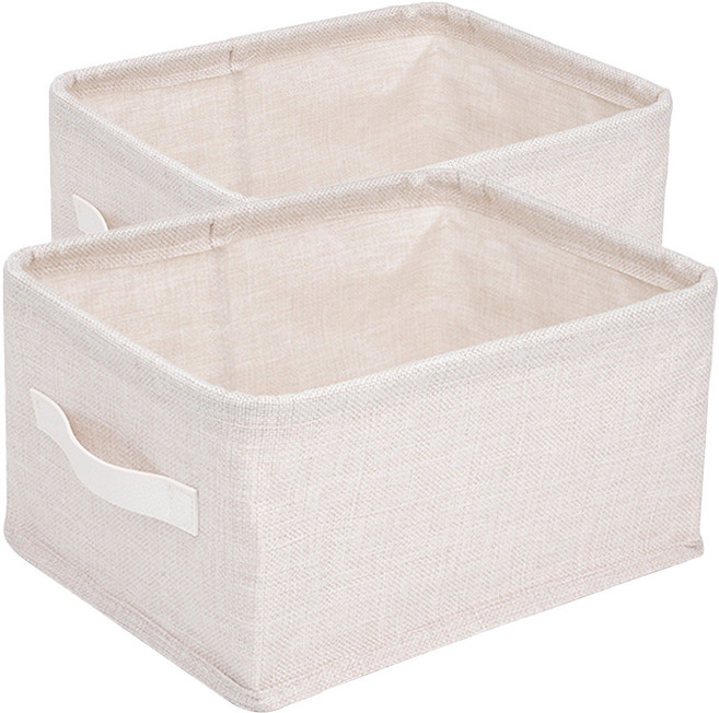 하늬통상 접이식 패브릭 다용도 사각 바구니, 베이지, 2개