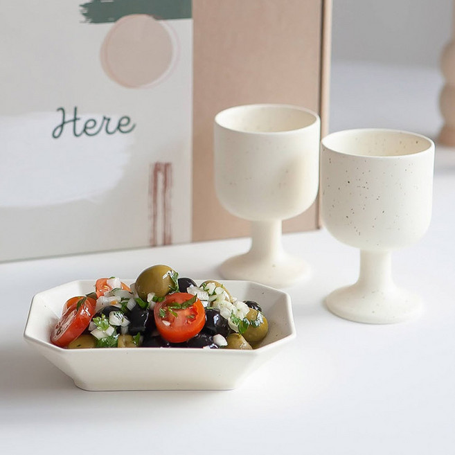 니코트 국내산 히어 핸드메이드 와인잔 + 볼찬기 선물세트 3p, 코튼아이보리, 1세트, 와인잔 2p + 볼찬기