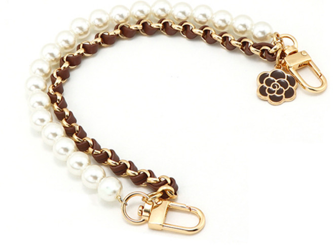 워너프 체인 진주 투 링 홀더 휴대폰 스트랩 키링 고리, 브라운, 1개