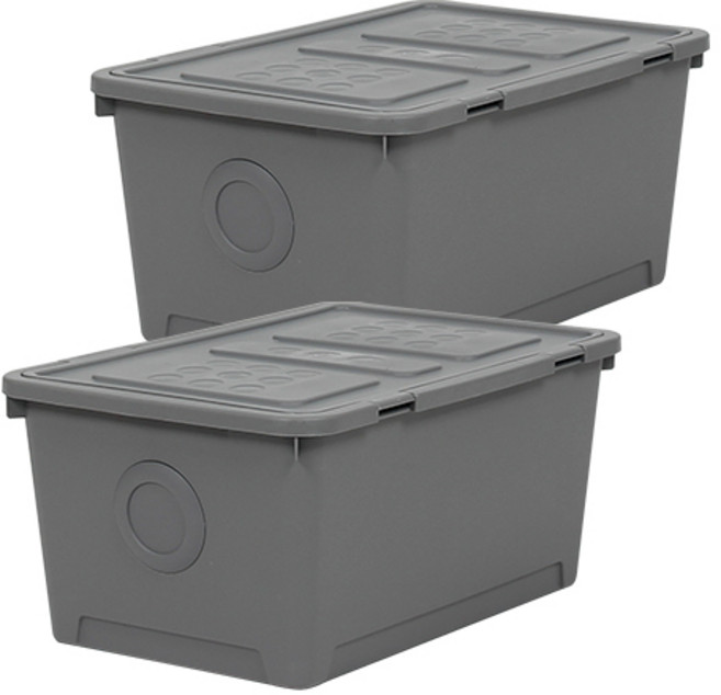 올리빙 도트 리빙박스 52L, 크림그레이, 2개