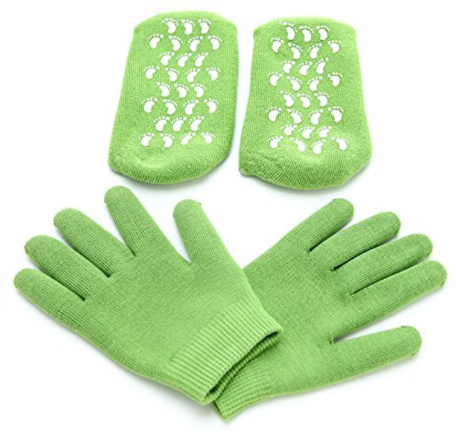 모모 파라핀삭스 겔 보습 장갑 + 양말 세트 그린, 1세트