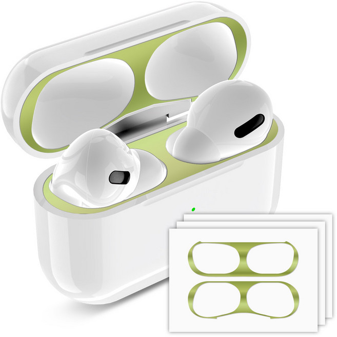 구스페리 에어팟 철가루방지 스티커 4개입, 에어팟프로2/프로, 그린, 1세트