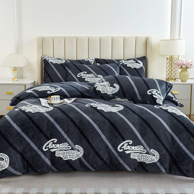 Ishur 伊舒爾 Crocodile 鱷魚牌 法蘭絨兩用毯被床包組 6尺